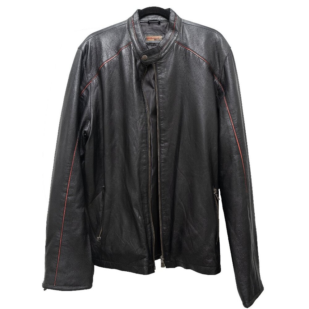 Vintage Prada Bomber Biker Leather Jacket for timeless style